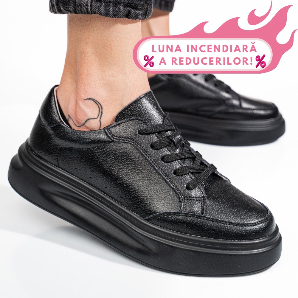 PANTOFI SPORT NEGRI PIELE NATURALA ASPW429