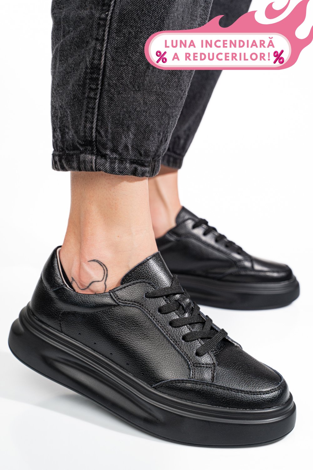 PANTOFI SPORT NEGRI PIELE NATURALA ASPW429