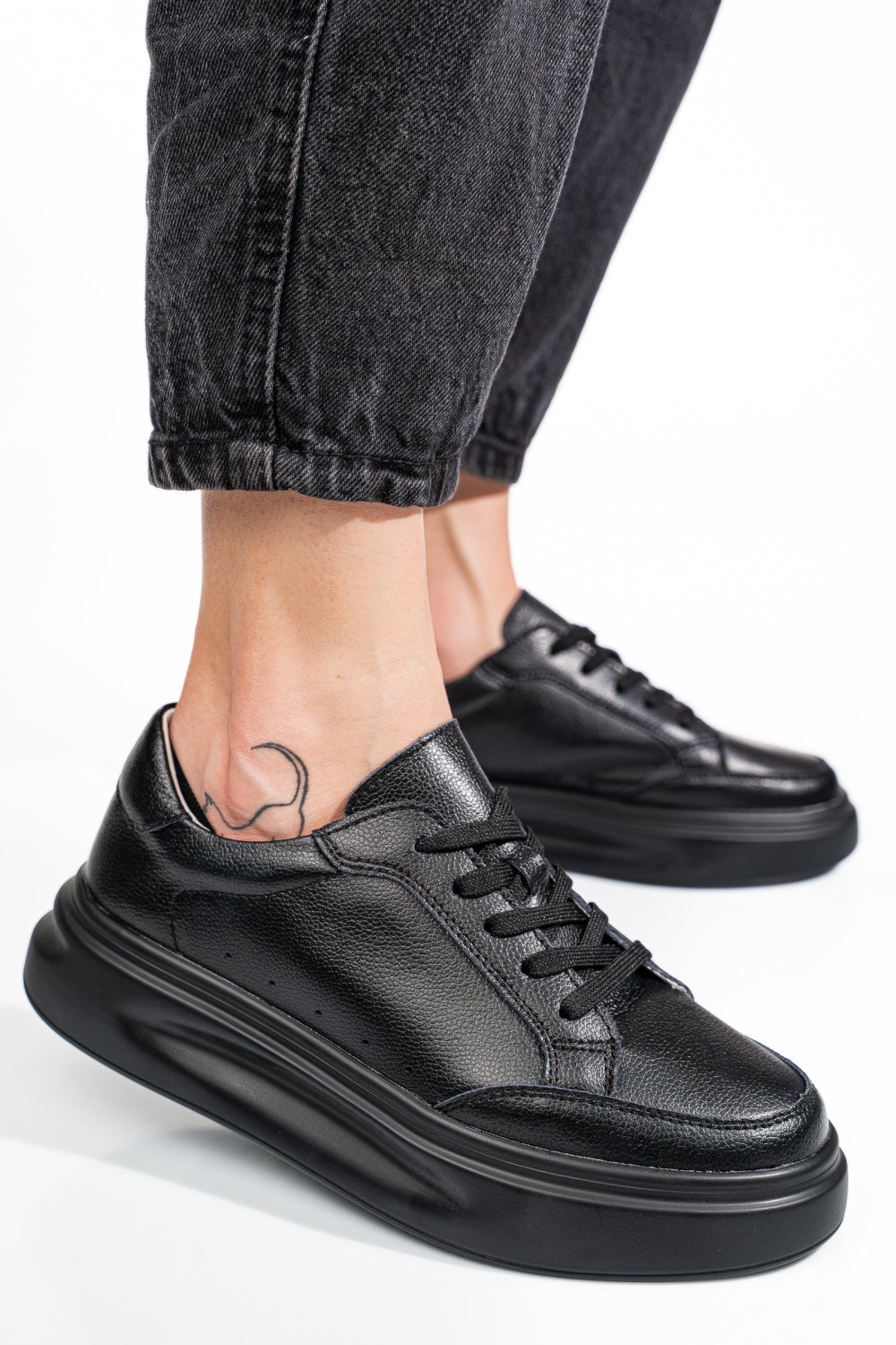 PANTOFI SPORT NEGRI PIELE NATURALA ASPW429