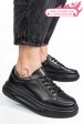 Pantofi sport negri piele naturala aspw429