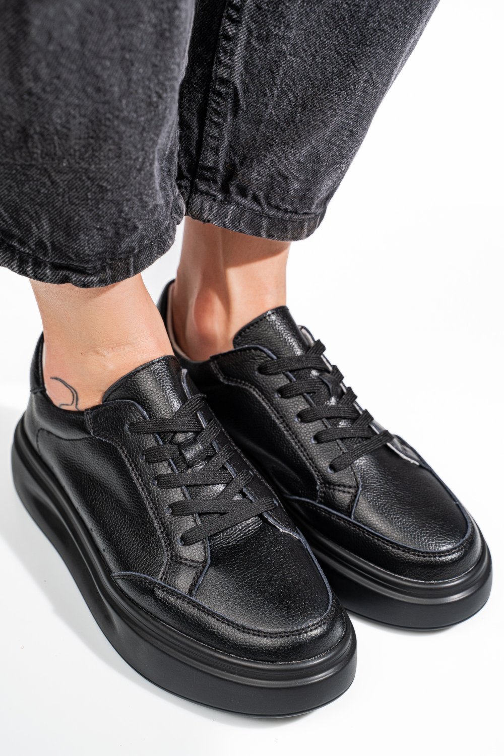 PANTOFI SPORT NEGRI PIELE NATURALA ASPW429