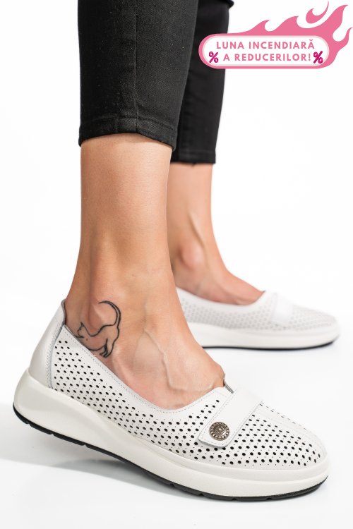 Mocasini albi piele naturala jspy3951