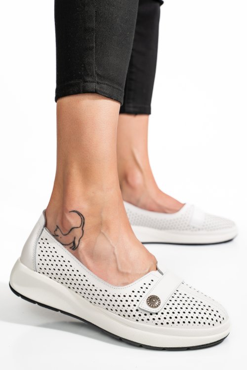 Mocasini albi piele naturala jspy3951
