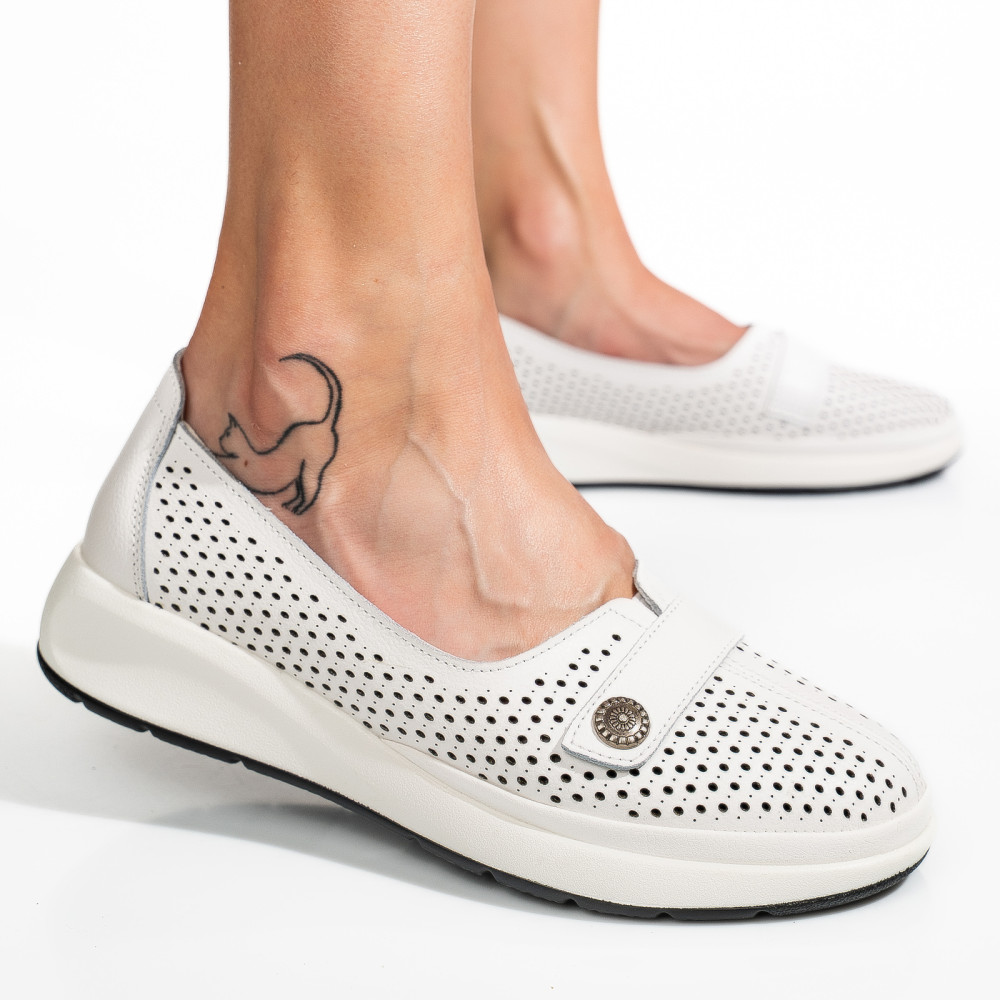 MOCASINI ALBI PIELE NATURALA JSPY3951