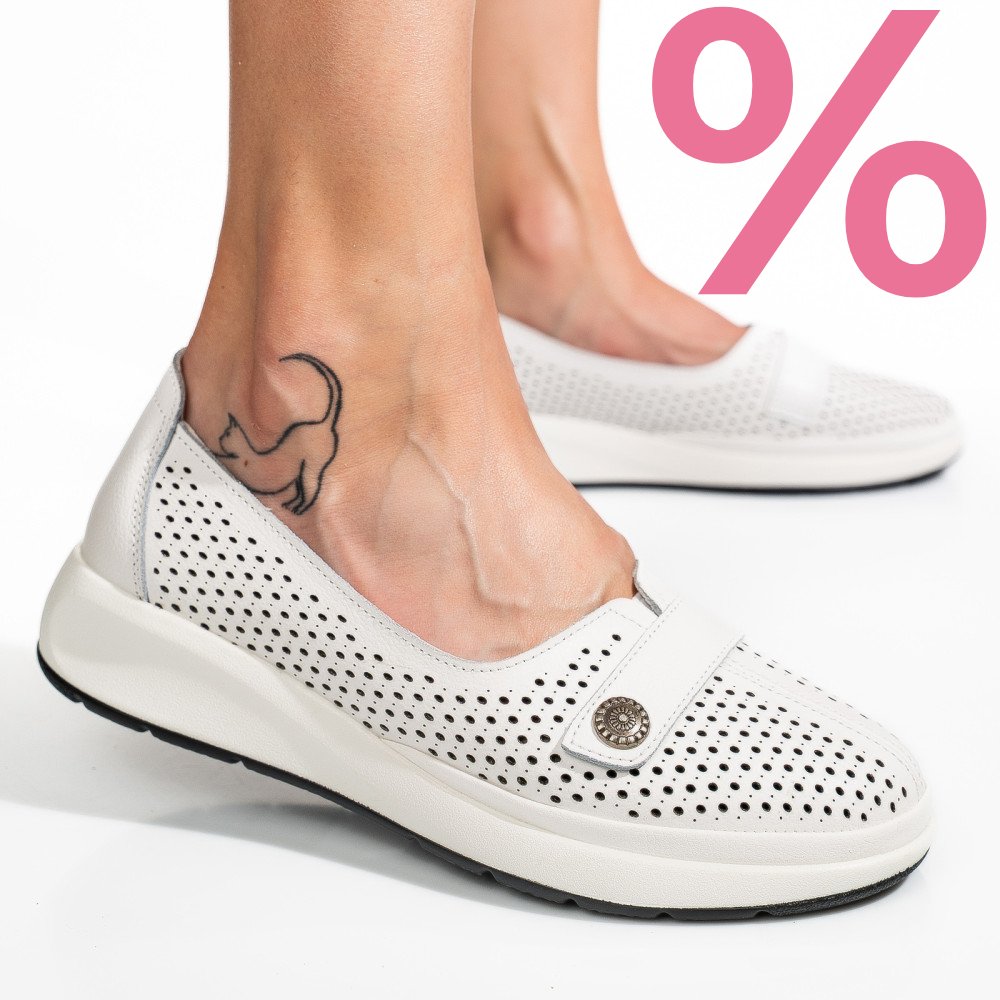 MOCASINI ALBI PIELE NATURALA JSPY3951