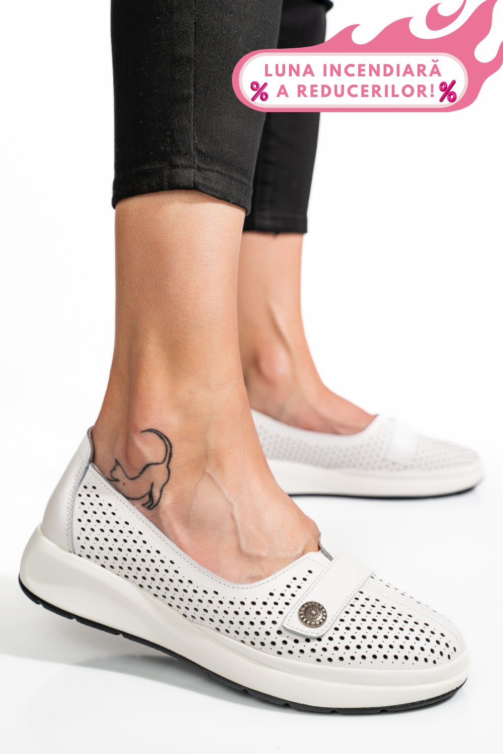 MOCASINI ALBI PIELE NATURALA JSPY3951
