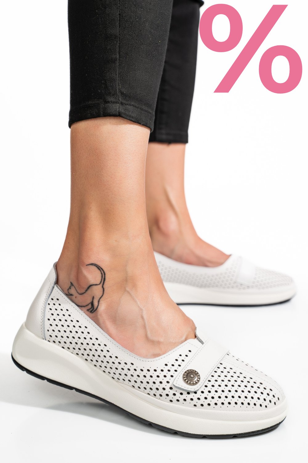 MOCASINI ALBI PIELE NATURALA JSPY3951