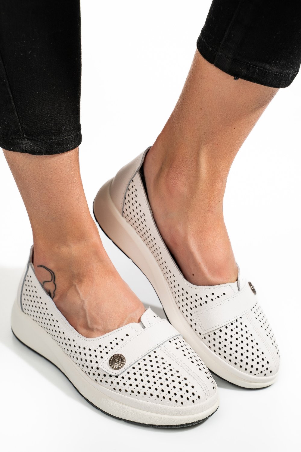 MOCASINI ALBI PIELE NATURALA JSPY3951