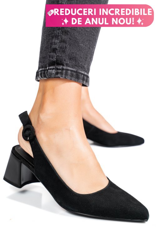 Pantofi negri piele naturala intoarsa tpcn6409