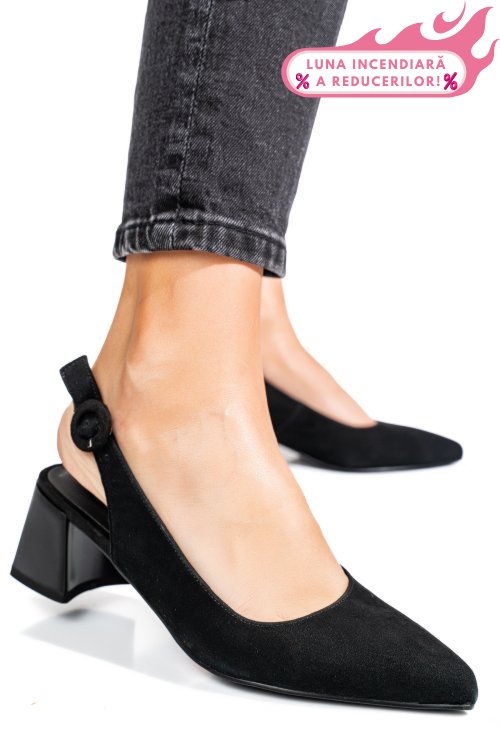 Pantofi negri piele naturala intoarsa tpcn6409