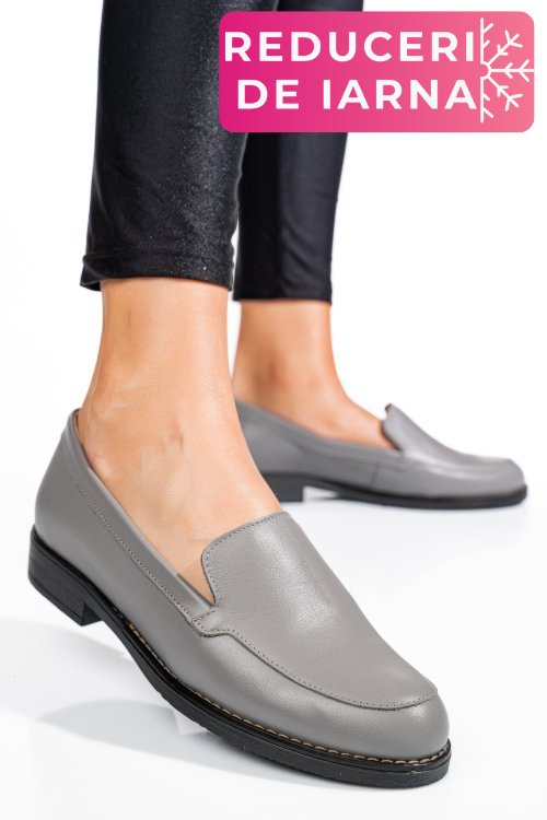 Mocasini gri deschis piele naturala 1pc110