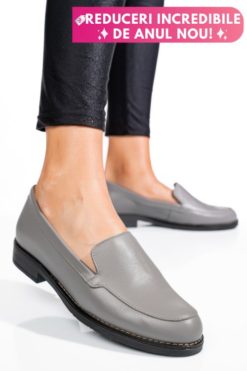 Mocasini gri deschis piele naturala 1pc110