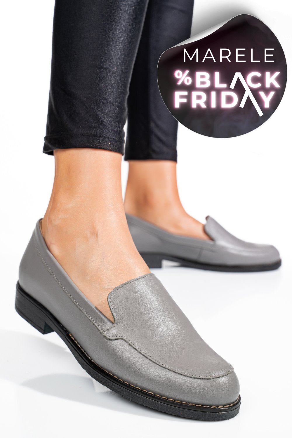 MOCASINI GRI DESCHIS PIELE NATURALA 1PC110