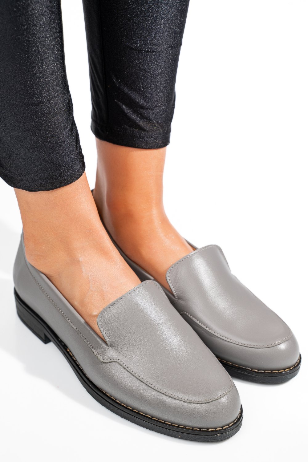 MOCASINI GRI DESCHIS PIELE NATURALA 1PC110