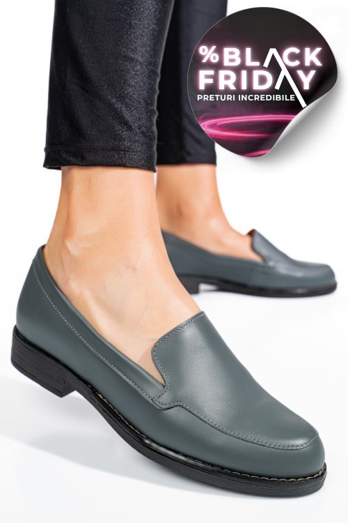 Mocasini gri piele naturala 1pc110