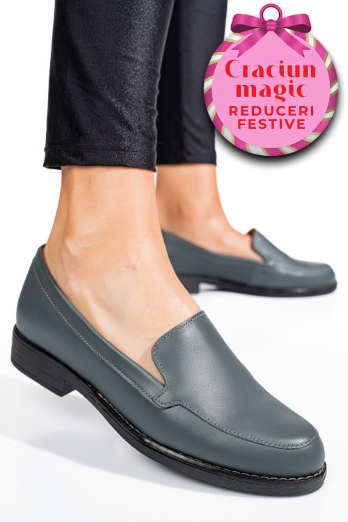Mocasini gri piele naturala 1pc110