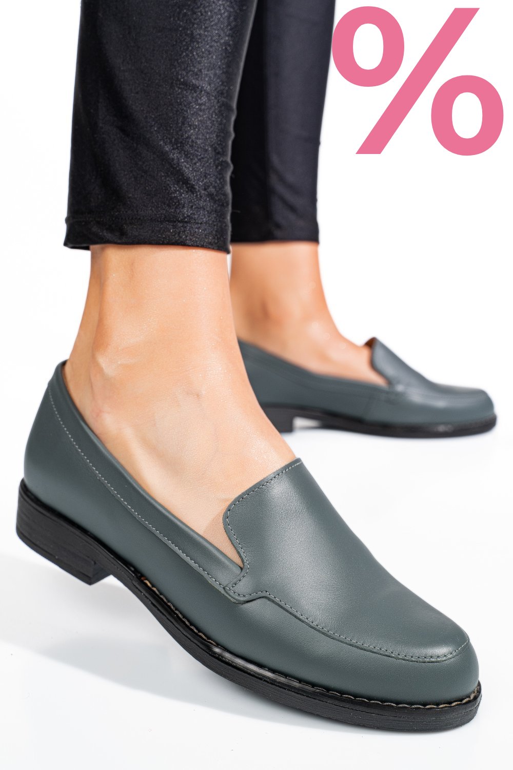 MOCASINI GRI PIELE NATURALA 1PC110