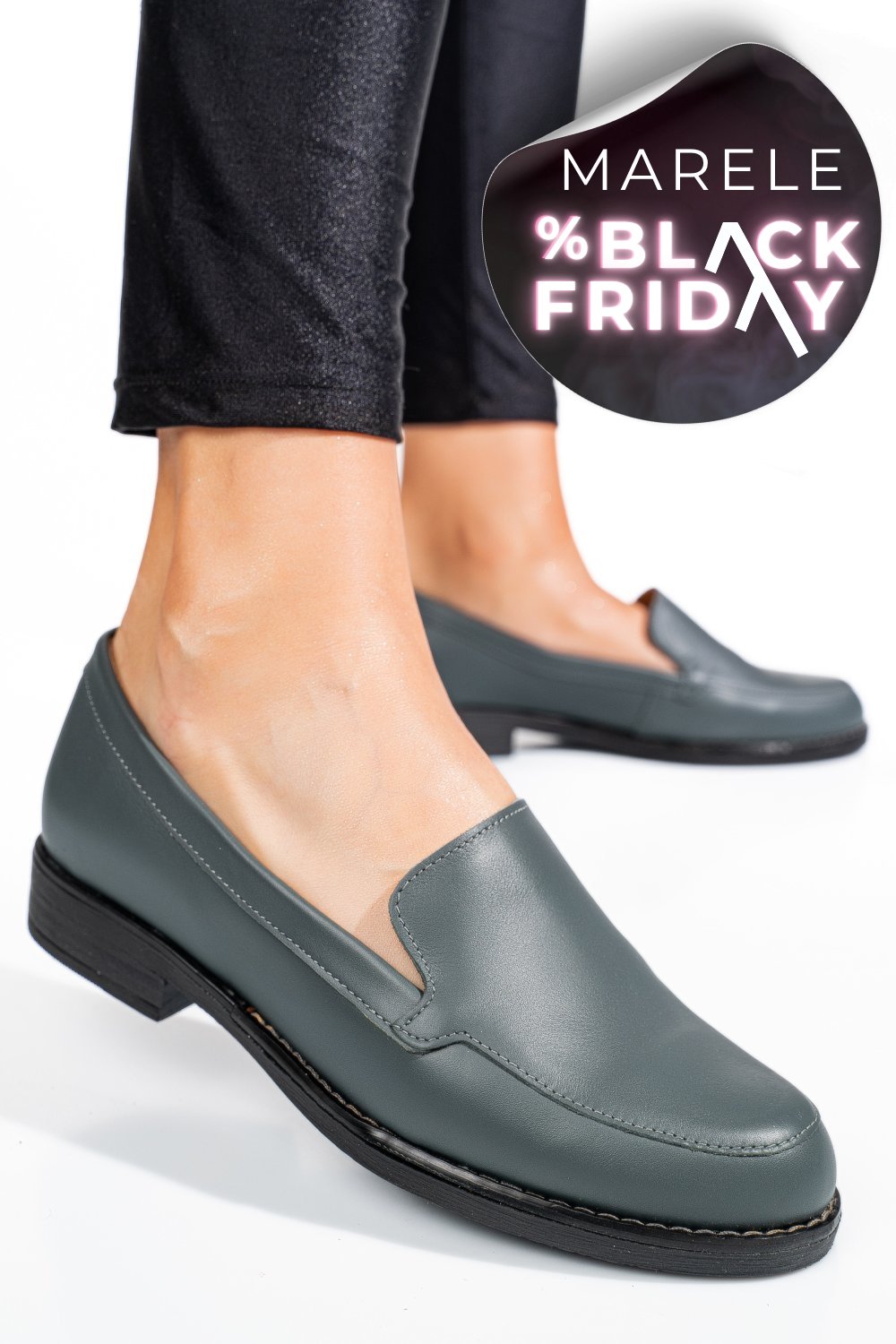 MOCASINI GRI PIELE NATURALA 1PC110