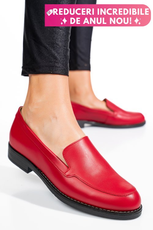 Mocasini rosii piele naturala 1pc110