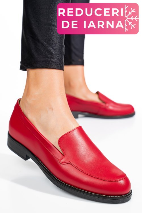 Mocasini rosii piele naturala 1pc110