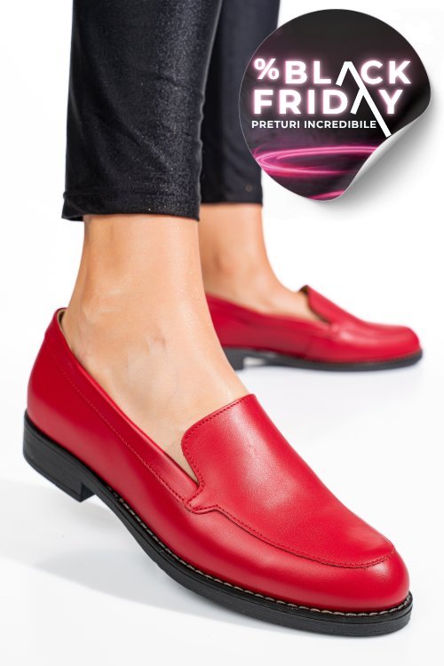 Mocasini rosii piele naturala 1pc110