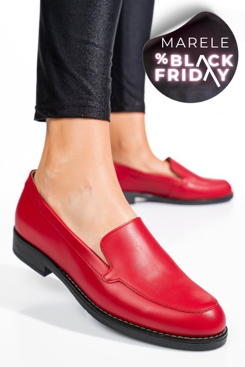 Mocasini rosii piele naturala 1pc110