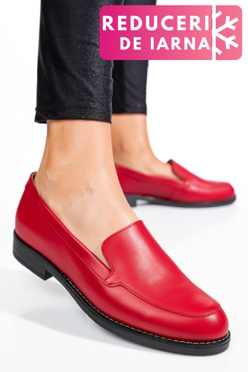 Mocasini rosii piele naturala 1pc110