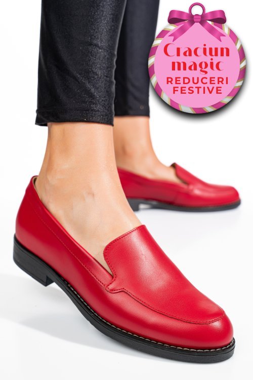 Mocasini rosii piele naturala 1pc110