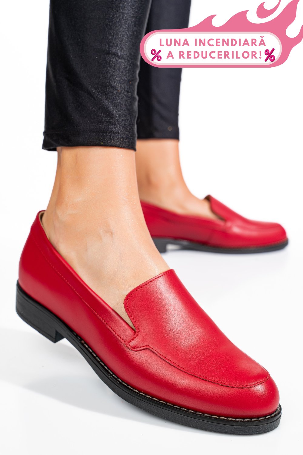 MOCASINI ROSII PIELE NATURALA 1PC110