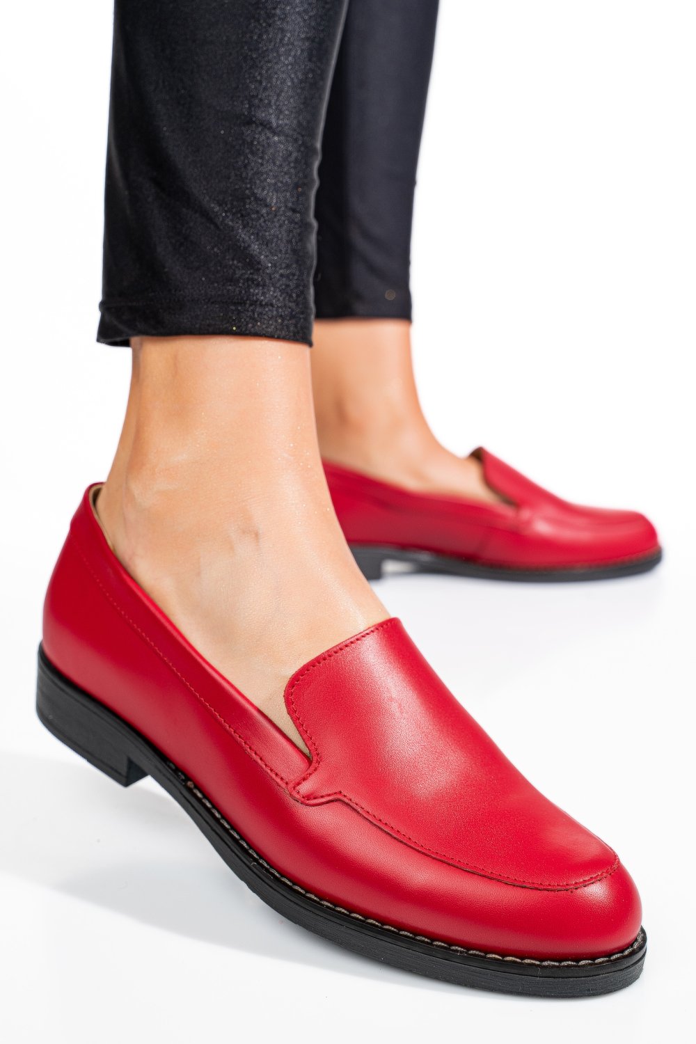 MOCASINI ROSII PIELE NATURALA 1PC110