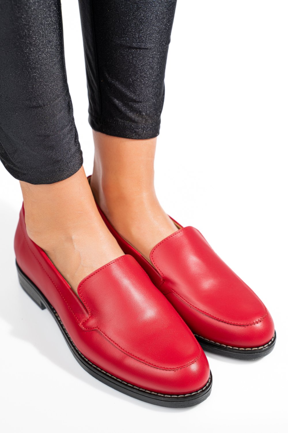 MOCASINI ROSII PIELE NATURALA 1PC110