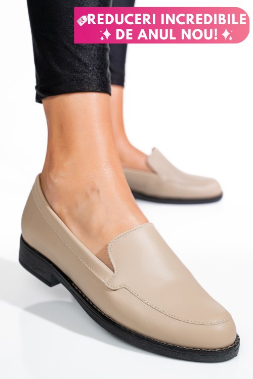 Mocasini bej piele naturala 1pc110