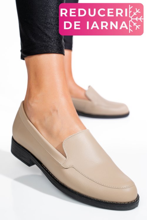 Mocasini bej piele naturala 1pc110