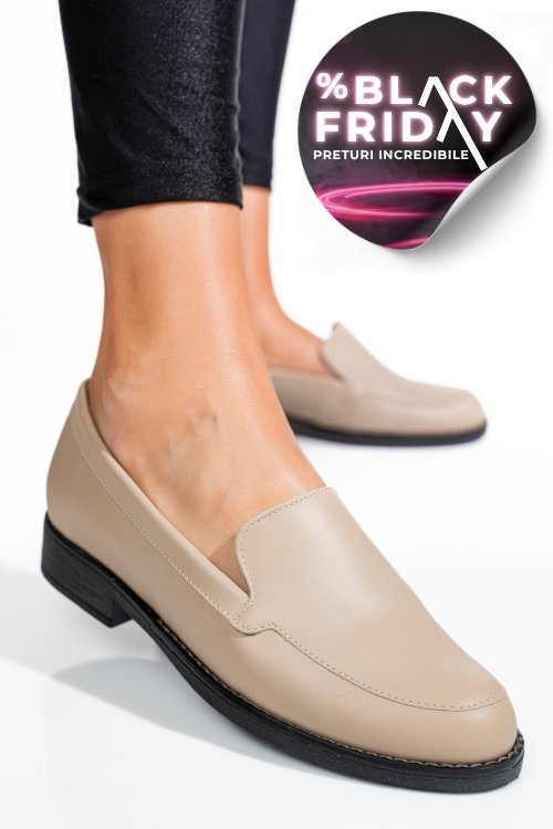 Mocasini bej piele naturala 1pc110