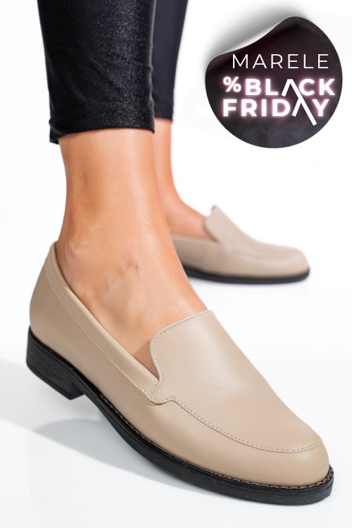 Mocasini bej piele naturala 1pc110