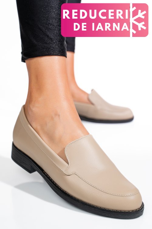 Mocasini bej piele naturala 1pc110