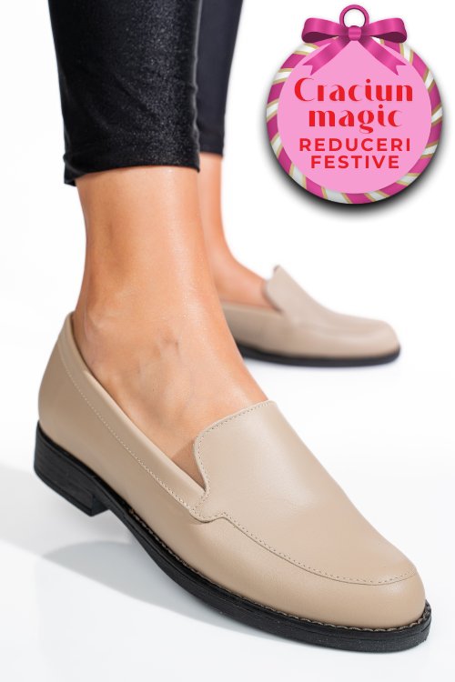 Mocasini bej piele naturala 1pc110