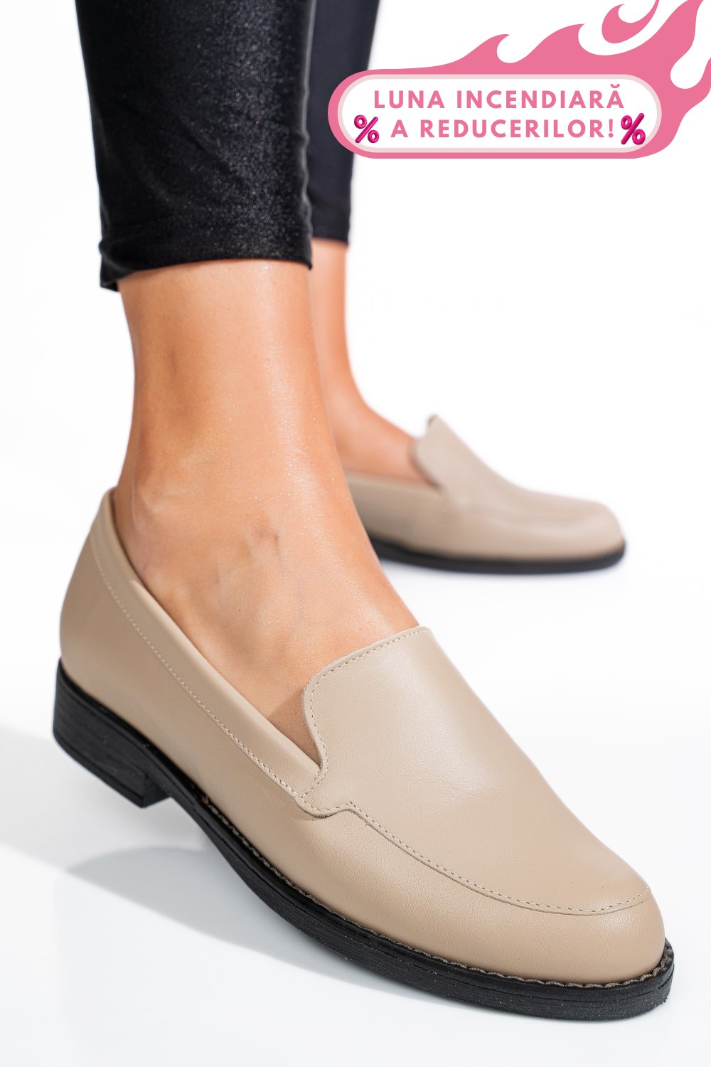 MOCASINI BEJ PIELE NATURALA 1PC110
