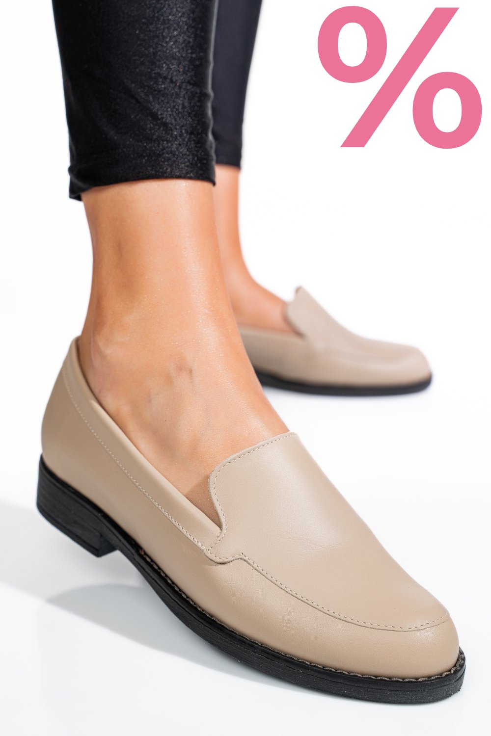 MOCASINI BEJ PIELE NATURALA 1PC110