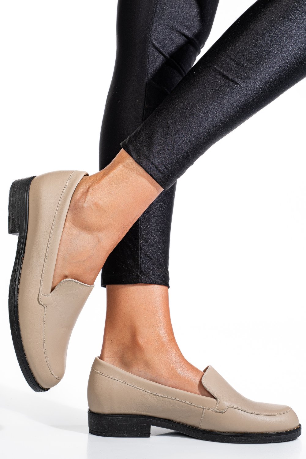 MOCASINI BEJ PIELE NATURALA 1PC110