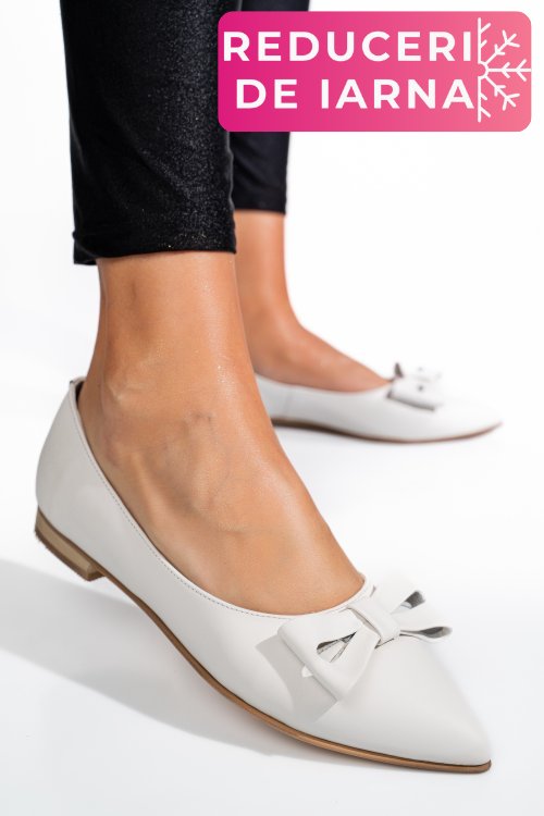 Balerini albi piele naturala 3pc15