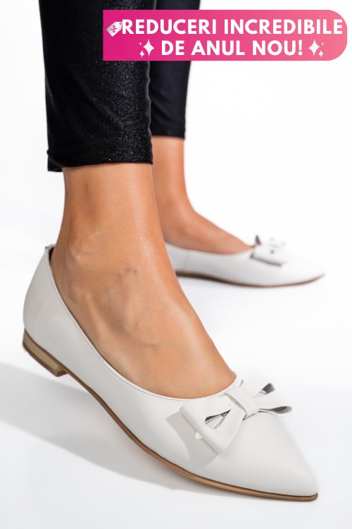 Balerini albi piele naturala 3pc15