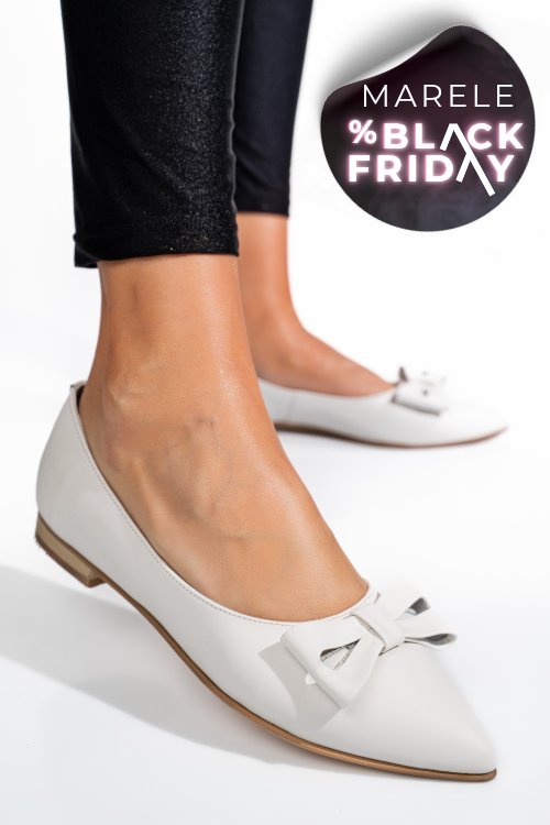 Balerini albi piele naturala 3pc15