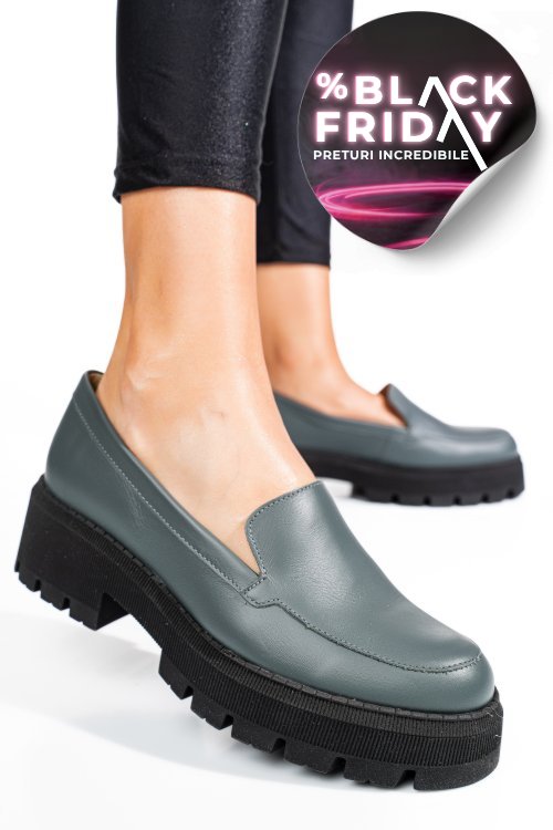 Mocasini gri piele naturala 2s7724