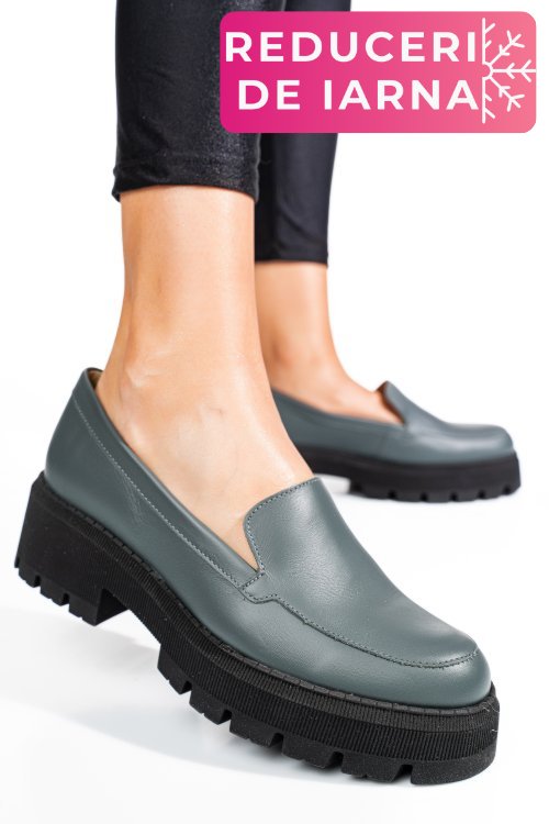 Mocasini gri piele naturala 2s7724