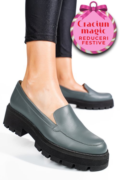 Mocasini gri piele naturala 2s7724