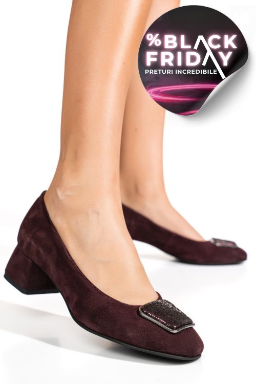 Pantofi visinii piele naturala intoarsa 5s77300