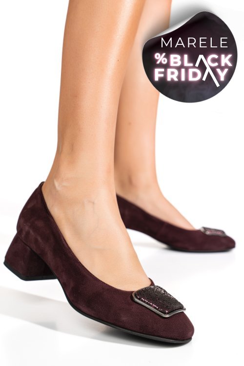 Pantofi visinii piele naturala intoarsa 5s77300