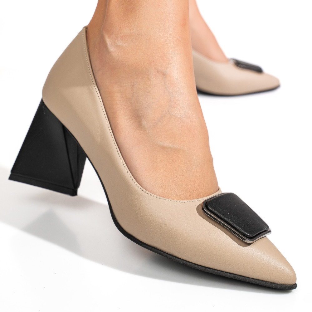 PANTOFI BEJ PIELE NATURALA 5S77665-B