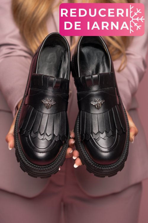 Mocasini dama piele naturala black 3s7795